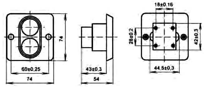Пост управления кнопочный ПКЕ-622 У3 - габаритная схема