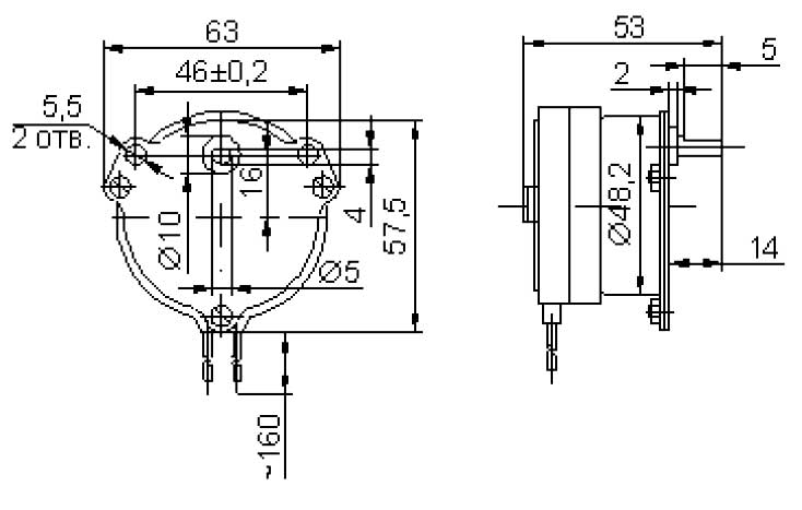 Схема - габаритные размеры электродвигателя ДСМ2-П