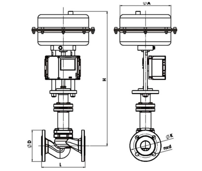 Габаритная схема клапана сильфонного ZETKAMA 236F